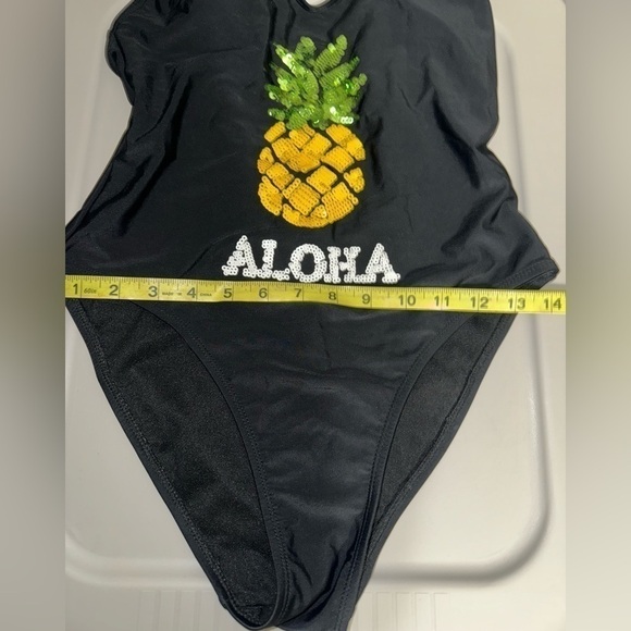 Xhilaration Black Aloha Pineapple Swimsuit, size Medium - Picture 4 of 7
